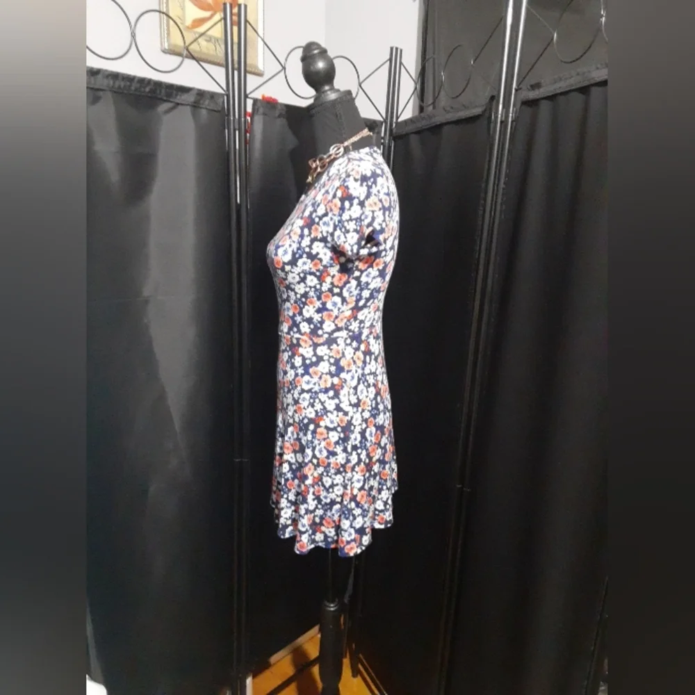 MI Ami Women's Dress Blue Floral Short Fit Flare Size XS Summer Spring - Picture 4 of 8